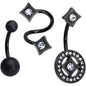 Clear Gem Black Sandblasted Spiral Circle Belly Ring Set of 3