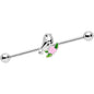 14 Gauge Bird Pink Flower Industrial Barbell 38mm