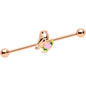 14 Gauge Rose Gold Tone Bird Pink Flower Industrial Barbell 38mm