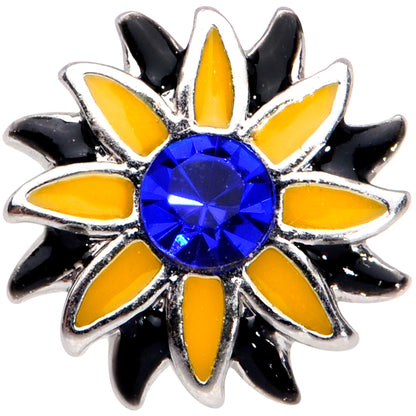 16 Gauge 1/4 Blue Faux Druzy Yellow Sunflower Cartilage Tragus