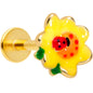 16 Gauge 5/16 Gold Tone Sunny Flower Ladybug Labret Monroe Tragus