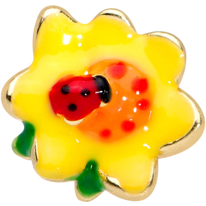 16 Gauge 5/16 Gold Tone Sunny Flower Ladybug Labret Monroe Tragus