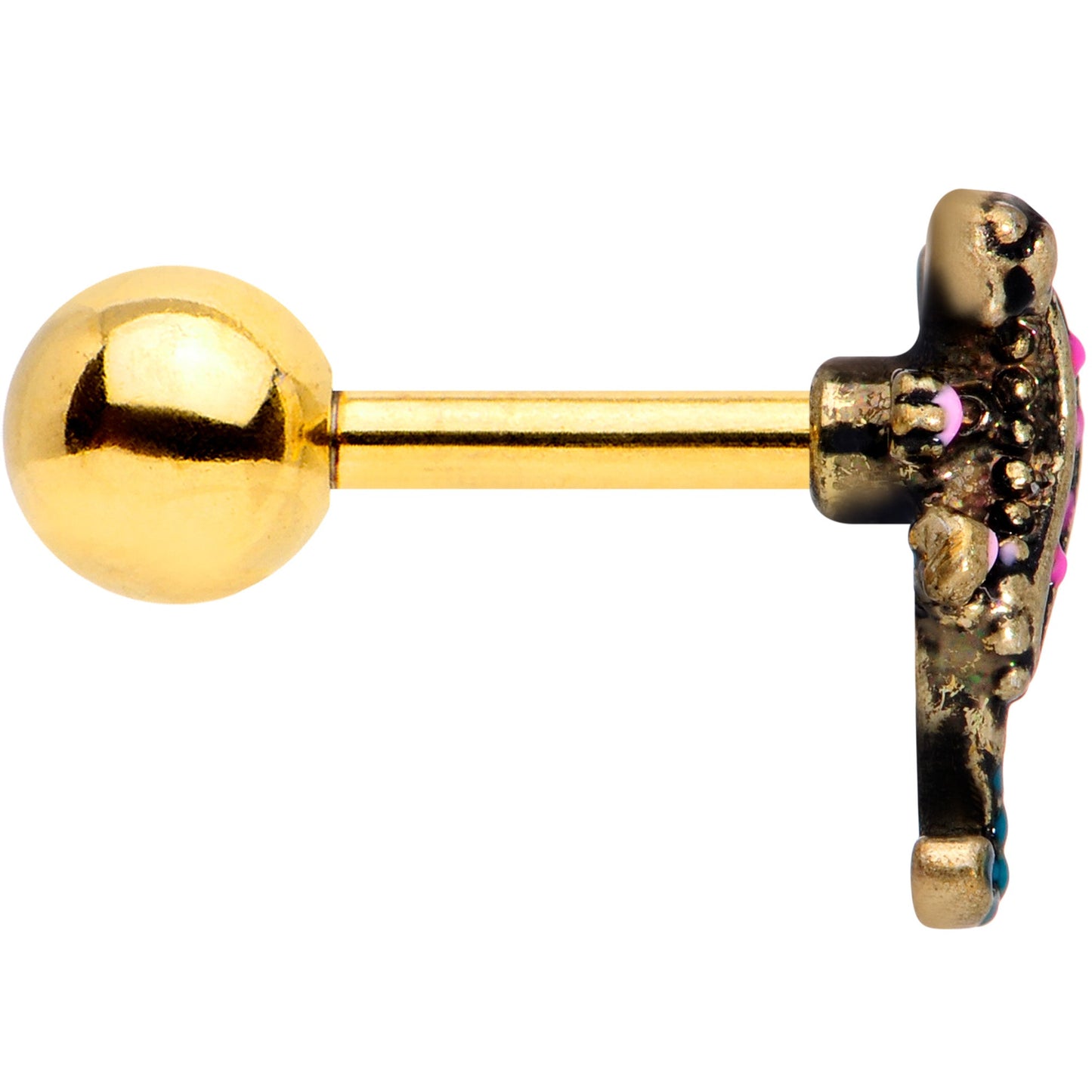 16 Gauge 1/4 Gold Tone Luxe Lizard Cartilage Tragus Earring