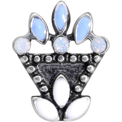 16 Gauge 1/4 White Blue Faux Opal Ornate Labret Monroe Tragus