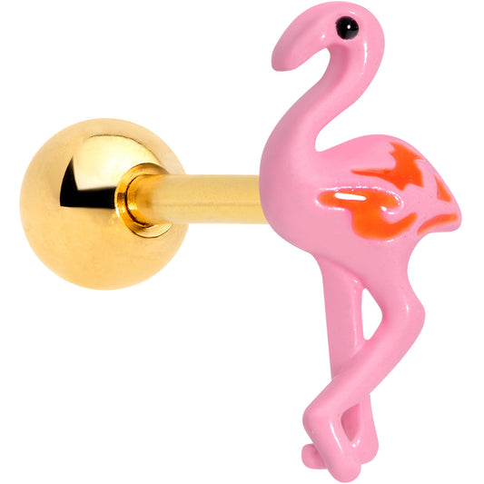 16 Gauge 1/4 Gold Tone Flamingo Cartilage Tragus