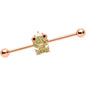 14 Gauge Green Gem Rose Gold Tone Royal Frog Industrial Barbell 38mm