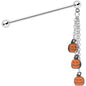 14 Gauge Halloween Pumpkin Chain Dangle Industrial Barbell 38mm