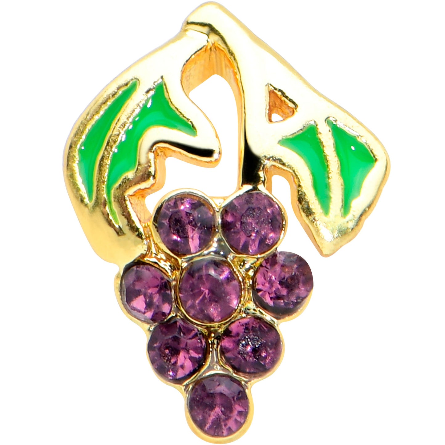 20 Gauge 1/4 Purple Gem Gold Tone Tasty Grapes Fruit Nose Bone