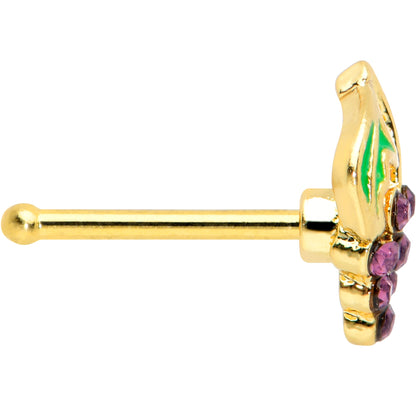 20 Gauge 1/4 Purple Gem Gold Tone Tasty Grapes Fruit Nose Bone