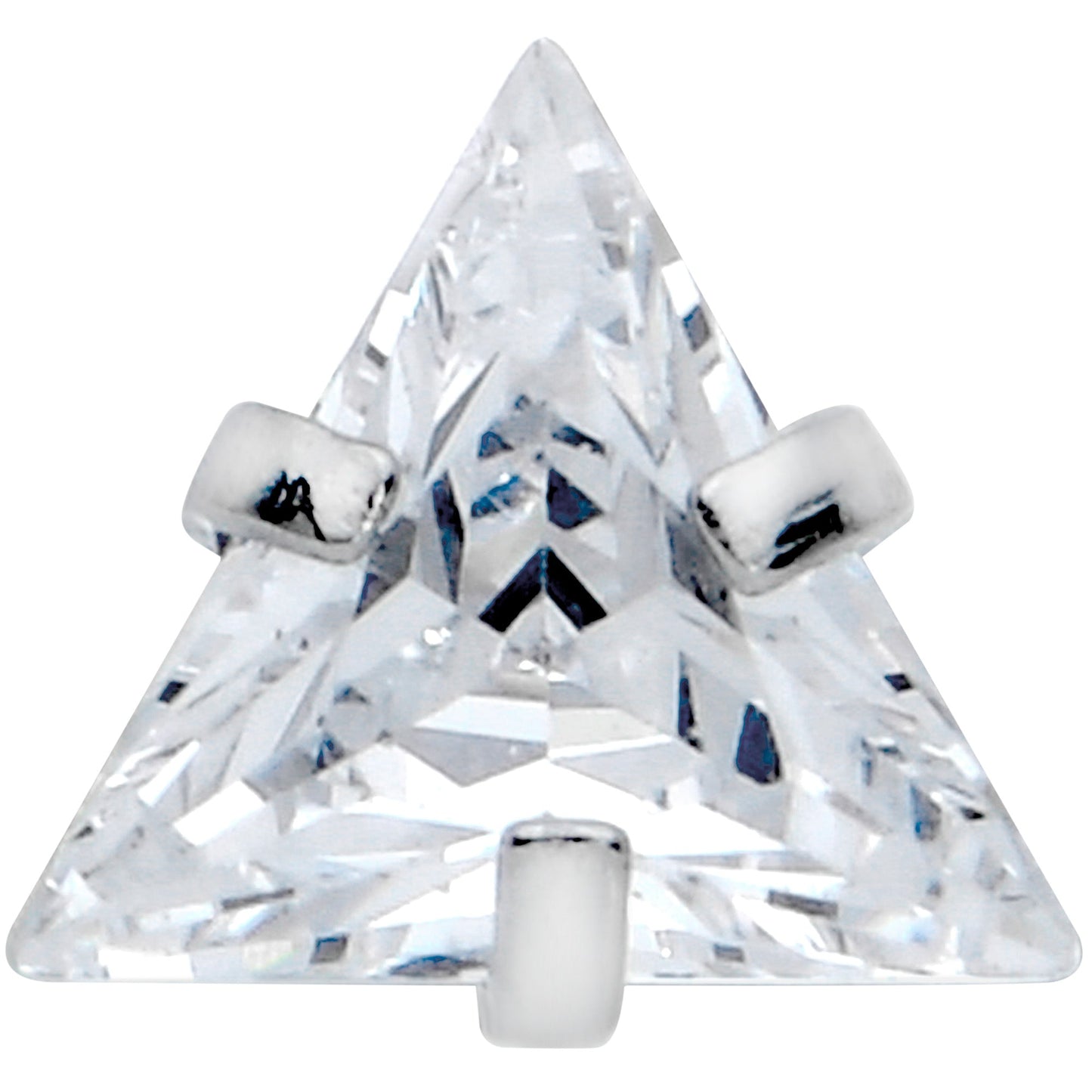 Clear CZ Gem Triangle Top Barbell Tongue Ring