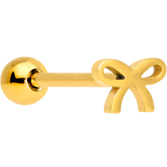 Gold Tone Simple Pretty Bow Barbell Tongue Ring