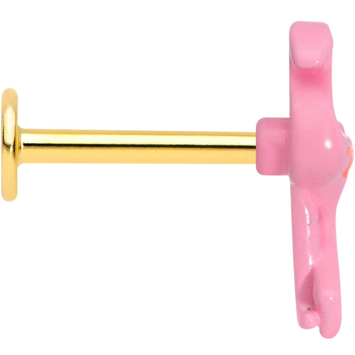 16 Gauge 5/16 Gold Tone Pink Flamingo Labret Monroe Tragus