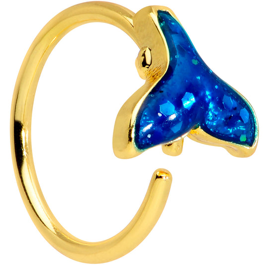 20 Gauge 5/16 Gold Tone Iridescent Mermaid Tail Nose Hoop