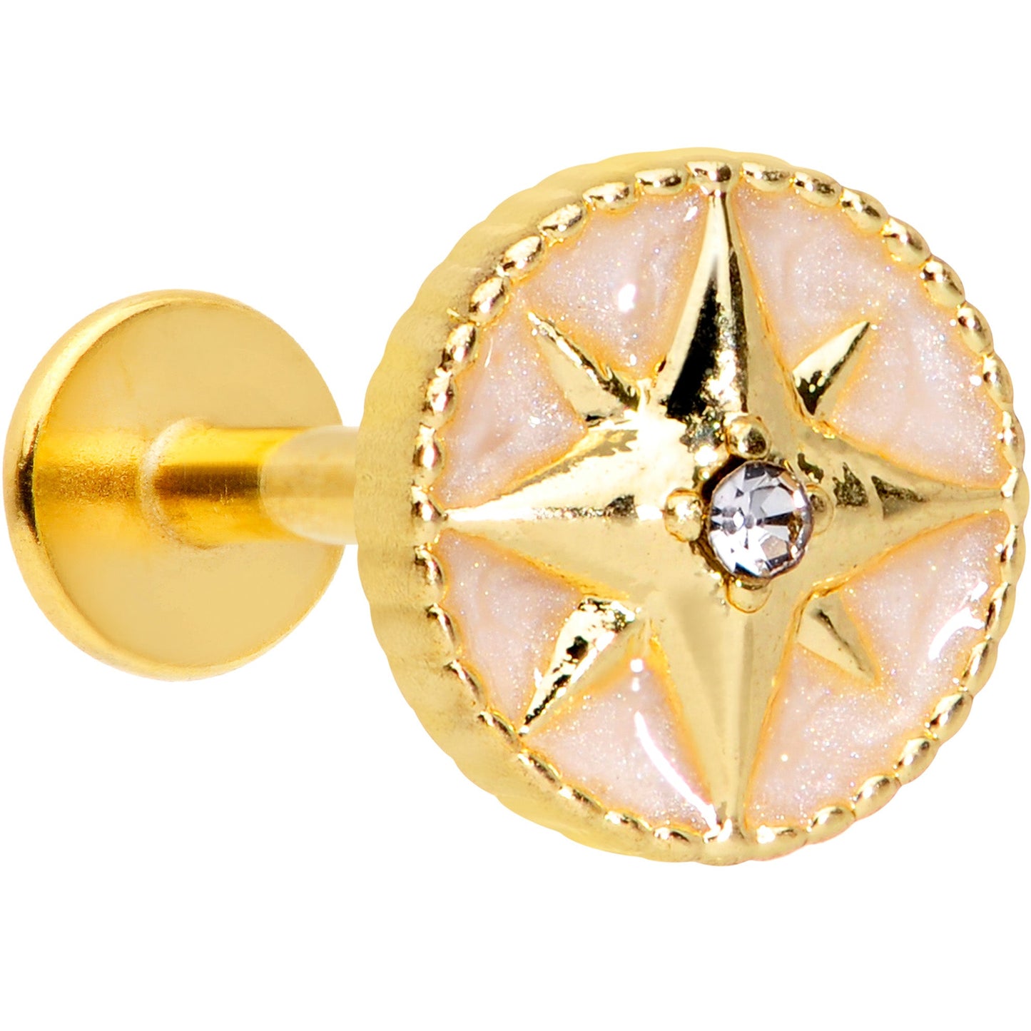 16 Gauge 5/16 Gold Tone Sailors Compass Labret Monroe Tragus