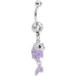 Clear Purple Gem Sweet Fish Dangle Belly Ring