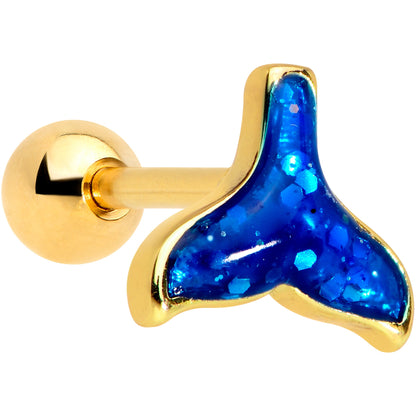 16 Gauge 1/4 Gold Tone Iridescent Mermaid Tail Cartilage Tragus
