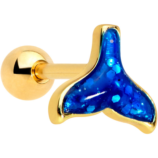 16 Gauge 1/4 Gold Tone Iridescent Mermaid Tail Cartilage Tragus