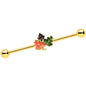 14 Gauge Gold Tone Lovely Autumn Leaf Trio Industrial Barbell 38mm