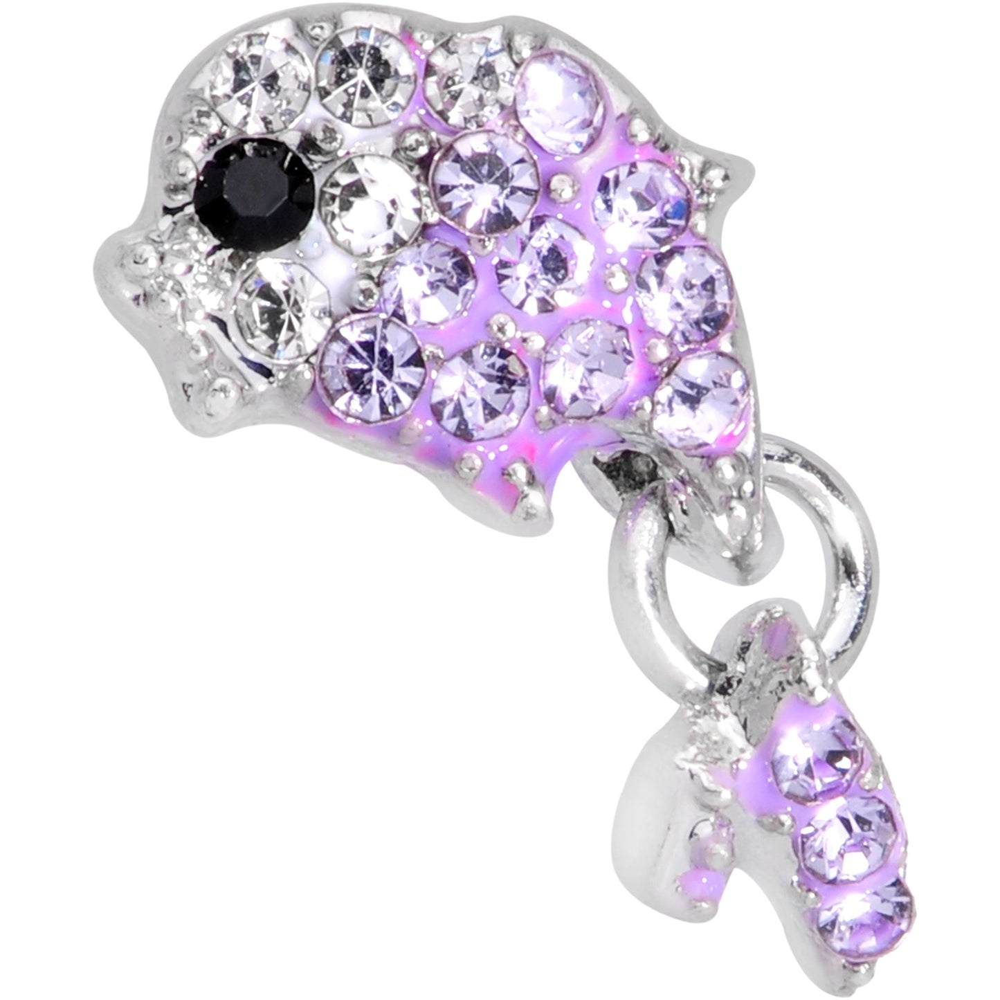 16 Gauge 1/4 Purple Gem Sweet Fish Dangle Cartilage Tragus