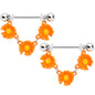 14 Gauge 13/16 Orange Daisy Chain Dangle Nipple Ring Set