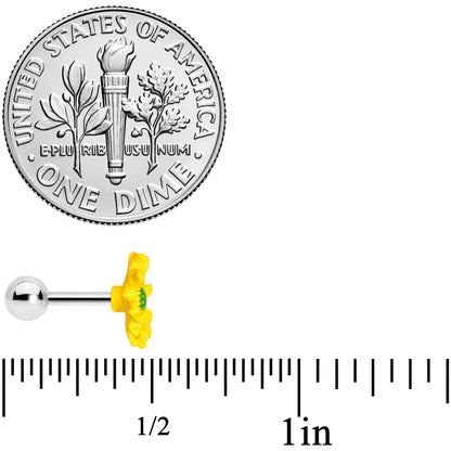 16 Gauge 1/4 Yellow Daisy Flower Cartilage Tragus Earring
