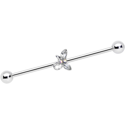 14 Gauge Clear Aurora Gem Loop Butterfly Industrial Barbell 38mm