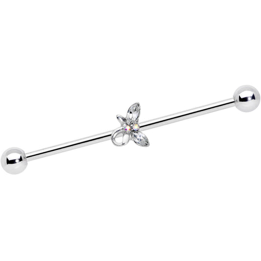 14 Gauge Clear Aurora Gem Loop Butterfly Industrial Barbell 38mm