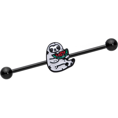 14 Gauge Black Watermelon Sloth Industrial Barbell 38mm