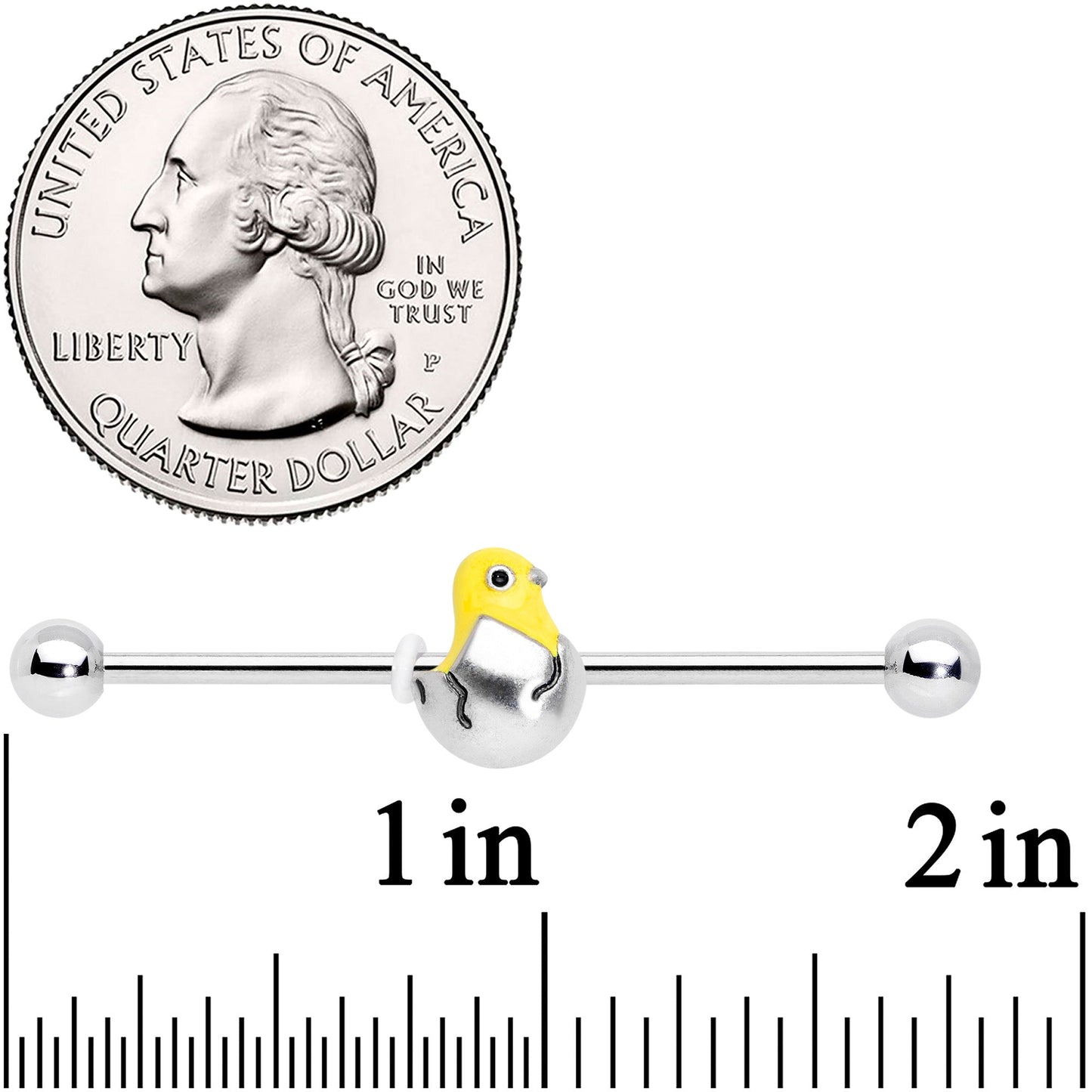 14 Gauge Hatching Easter Chick Industrial Barbell 38mm