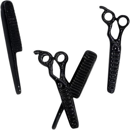 18 Gauge 3/8 Black Scissors Comb Hair Nose Hoop Set of 3