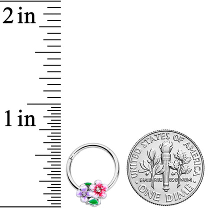 16 Gauge 3/8 Clear Gem Fanciful Flowers Hinged Segment Ring