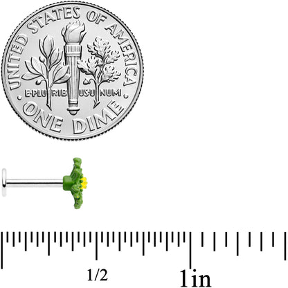 16 Gauge 5/16 Green Daisy Flower Labret Monroe Tragus