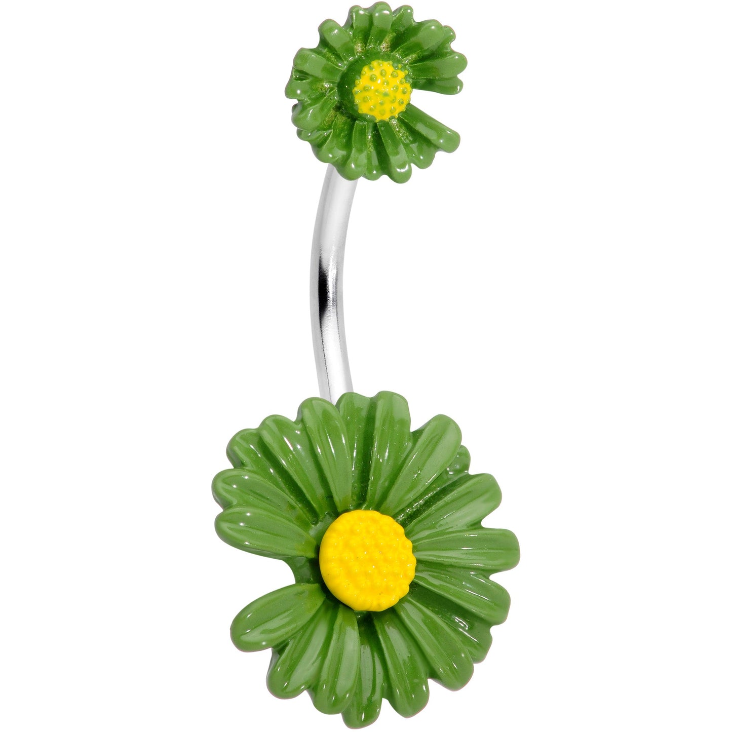 Green Double Flower Double Mount Belly Ring