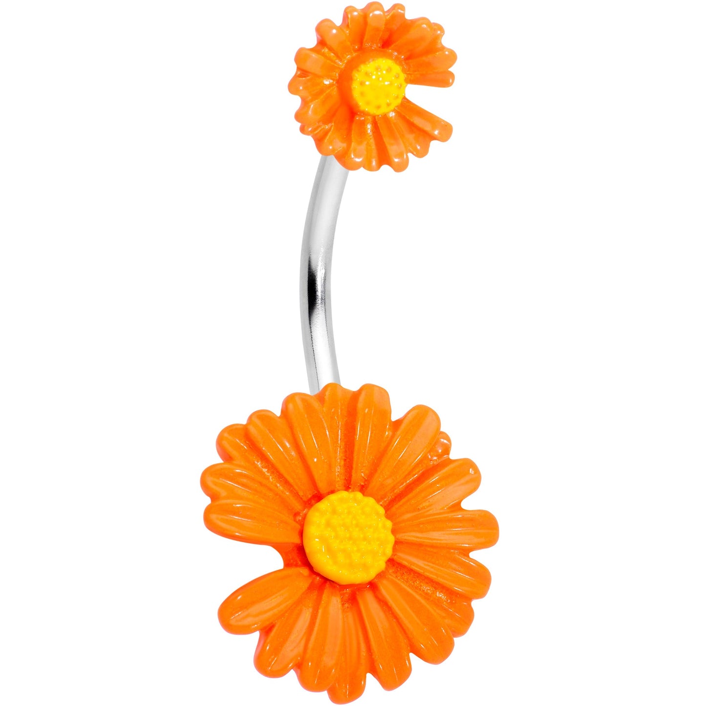 Orange Double Flower Double Mount Belly Ring