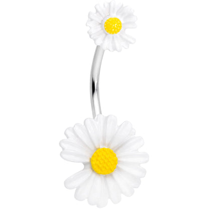 White Double Flower Double Mount Belly Ring