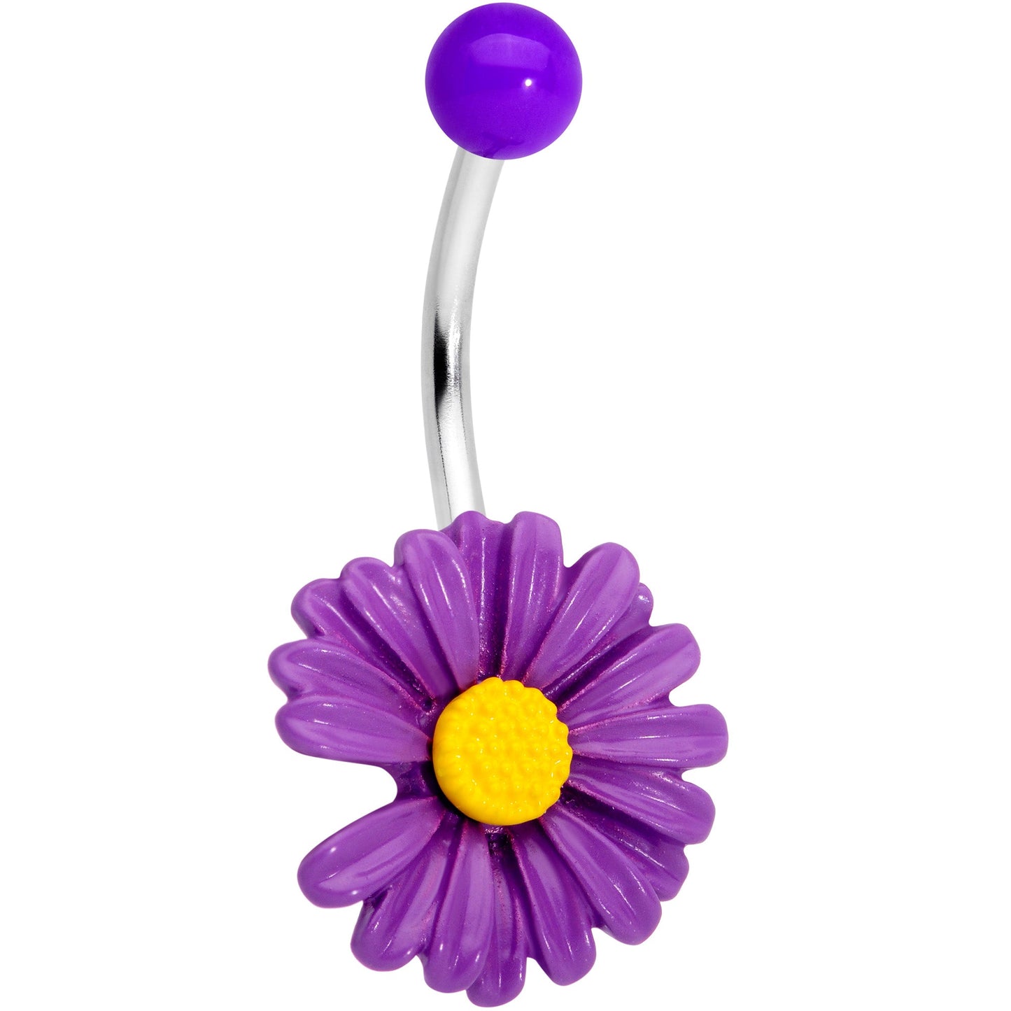 Purple Daisy Flower Belly Ring