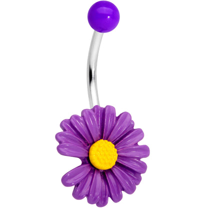 Purple Daisy Flower Belly Ring