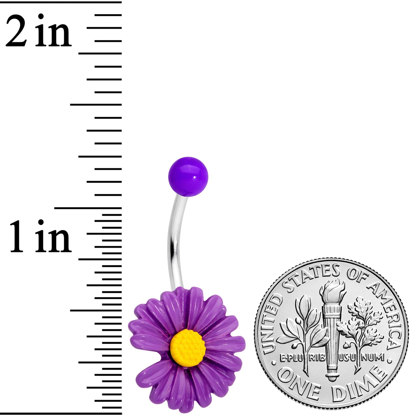 Purple Daisy Flower Belly Ring