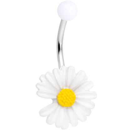 White Daisy Flower Belly Ring