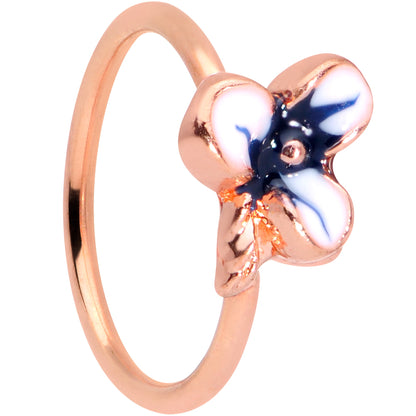 20 Gauge 5/16 Rose Gold Tone Tropical Flower Nose Hoop