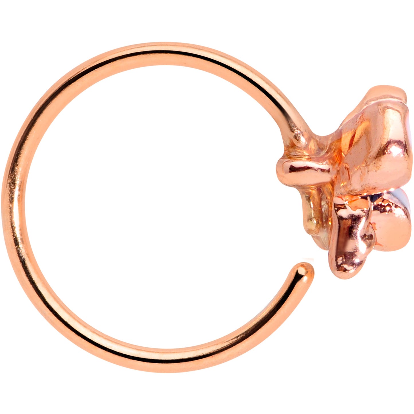 20 Gauge 5/16 Rose Gold Tone Tropical Flower Nose Hoop