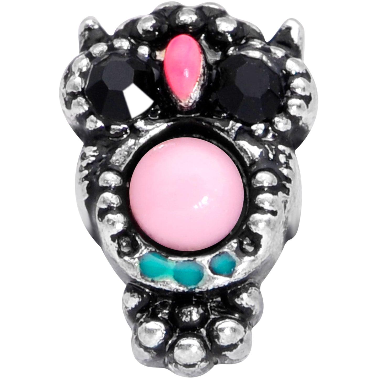 20 Gauge 5/16 Black Gem Pink Orb Owl Nose Hoop