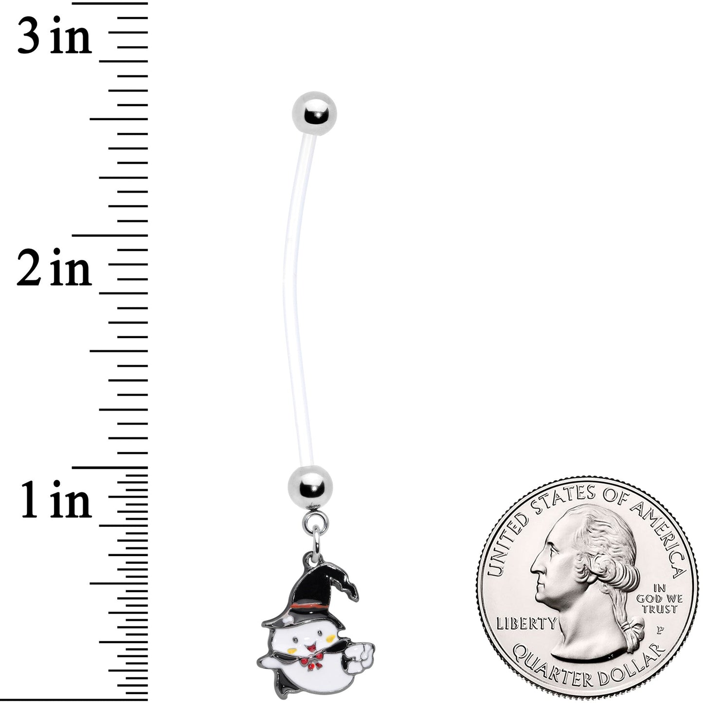 Clear Bioplast Witchy Ghost Halloween Dangle Pregnancy Belly Ring