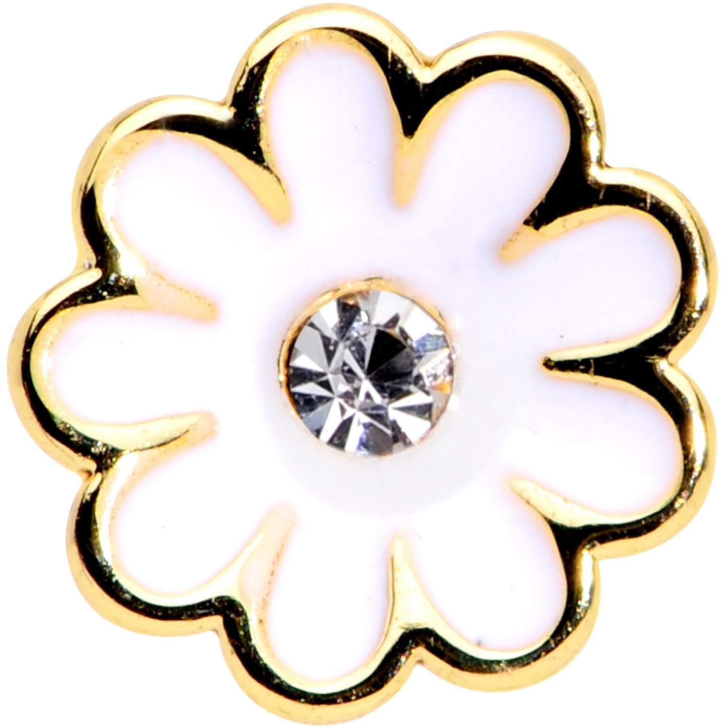 16 Gauge 5/16 Clear Gem Gold Tone Daisy Flower Labret Monroe Tragus