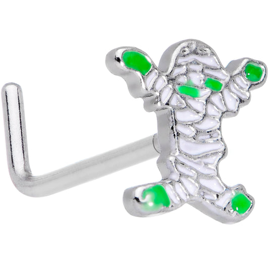 20 Gauge 7mm Green Mummy Halloween L Shaped Nose Ring