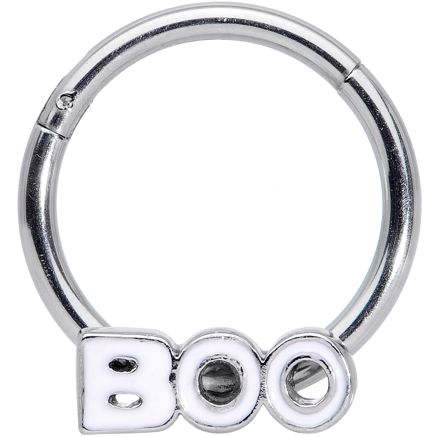 16 Gauge 3/8 White Boo Halloween Hinged Segment Ring