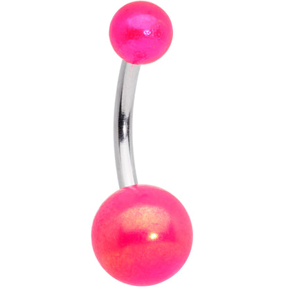 Pink Gem White Pink Flower Pearlescent Belly Ring Set of 3