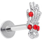 16 Gauge 5/16 Red Gem Skeleton Hand Halloween Labret Monroe Tragus