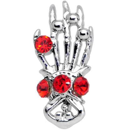 16 Gauge 5/16 Red Gem Skeleton Hand Halloween Labret Monroe Tragus