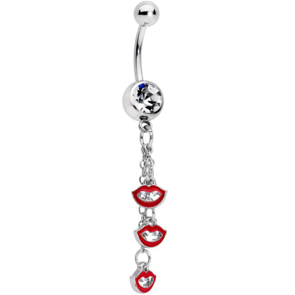 Clear Gem Vampire Fangs Halloween Dangle Belly Ring
